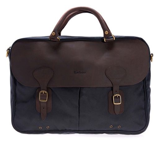 Barbour Wax Leather Briefcase Navy