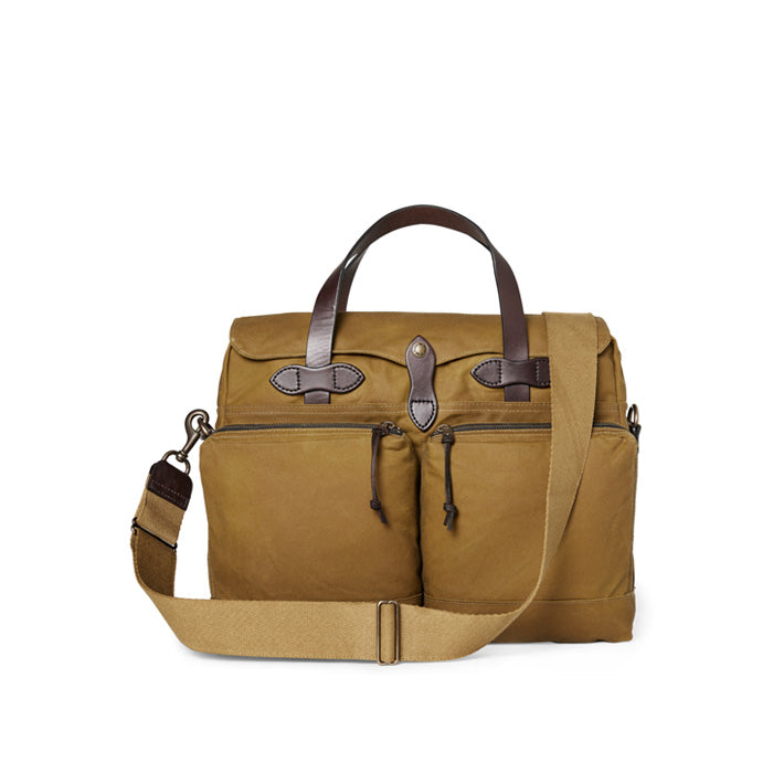 Filson Men 24 Hour Tin Cloth Briefcase |20282279| Dark Tan 240