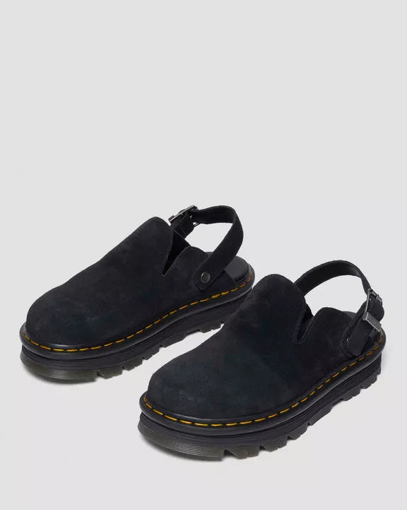 Dr. Martens Zebzag Suede Slingback Platform Mules Black