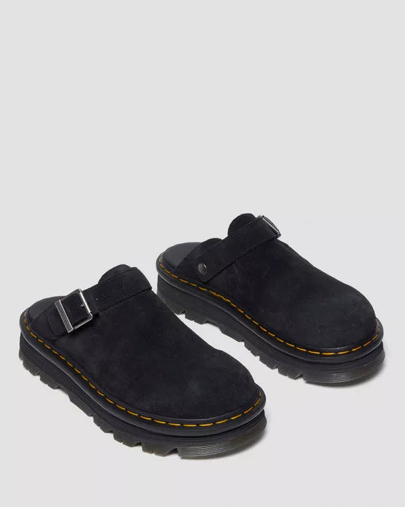 Dr. Martens Zebzag Suede Slingback Platform Mules Black