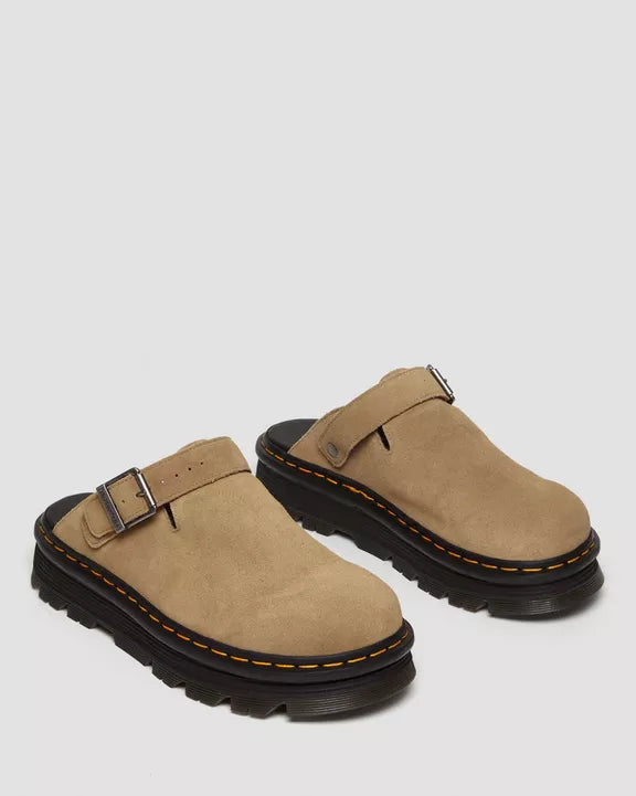 Dr. Martens Zebzag Suede Slingback Platform Mules Savannah Tan