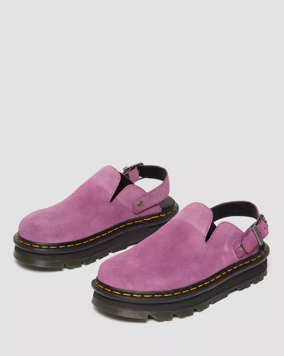Dr. Martens Zebzag Suede Slingback Platform Mules Muted Purple