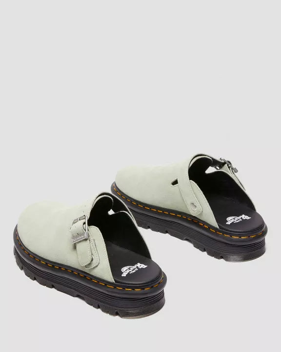 Dr. Martens Zebzag Suede Slingback Platform Mules Sage Green