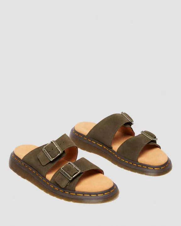Dr. Martens Josef Suede Slide Sandals Olive