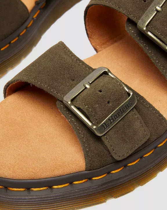 Dr. Martens Josef Suede Slide Sandals Olive