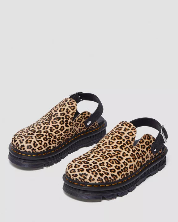 Dr. Martens Zebzag Suede Slingback Platform Mules Light Tan Black