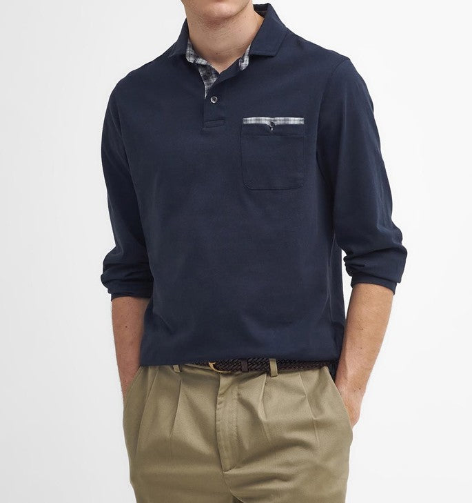 Barbour Men Corpatch Long-Sleeved Polo Shirt Navy
