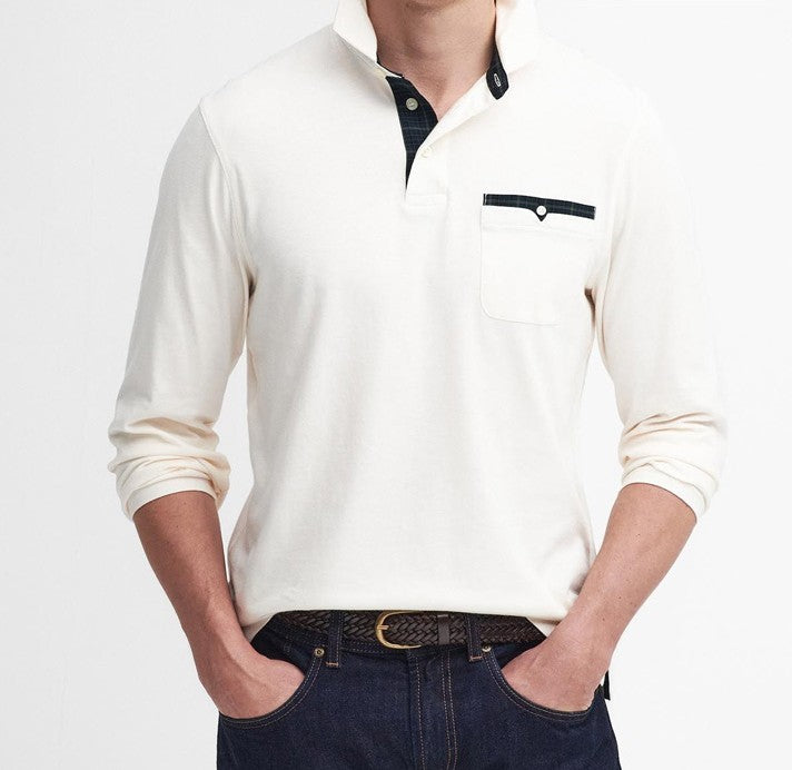 Barbour Men Corpatch Long-Sleeved Polo Shirt White