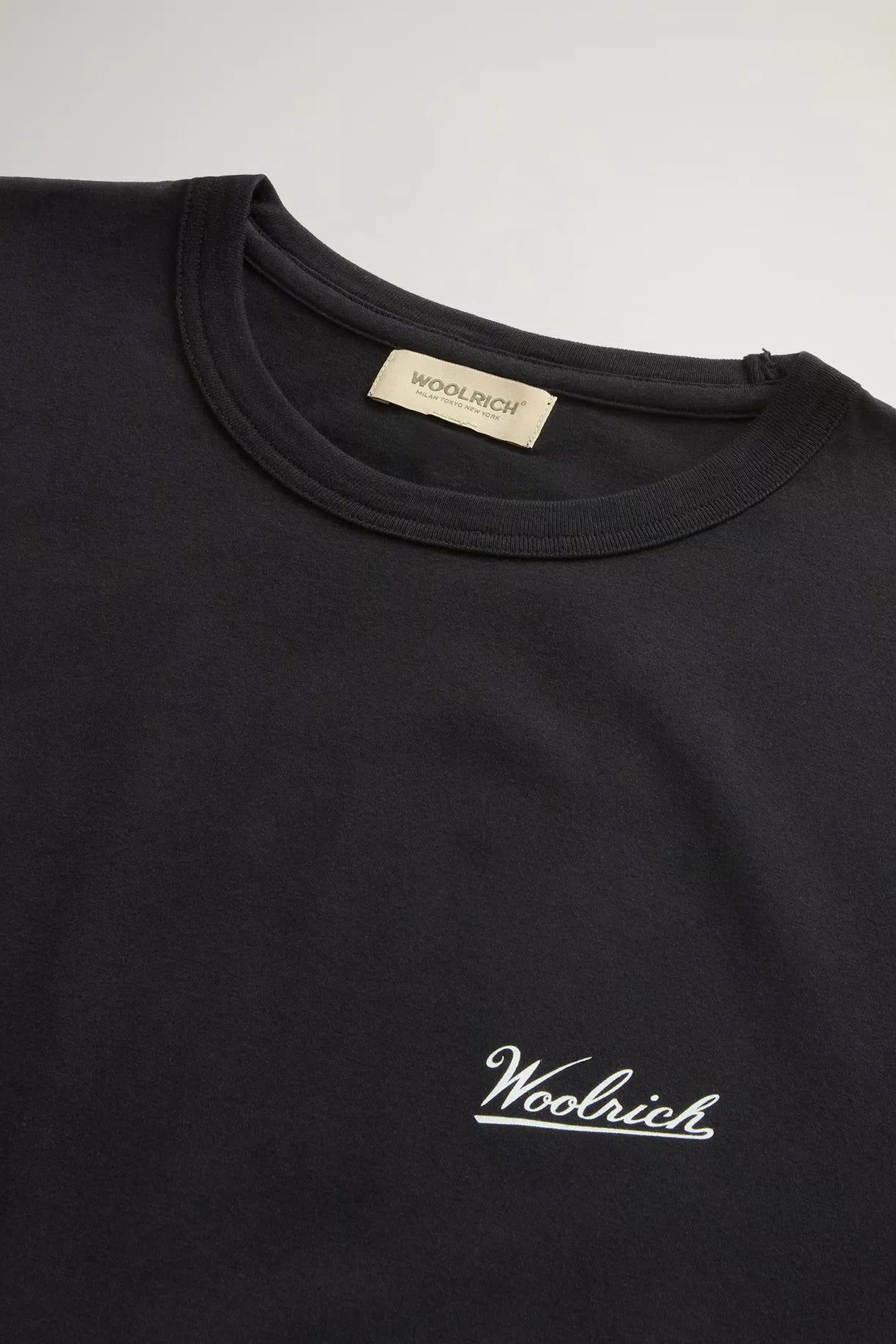Woolrich Men Pure Cotton T-Shirt with Logo Black