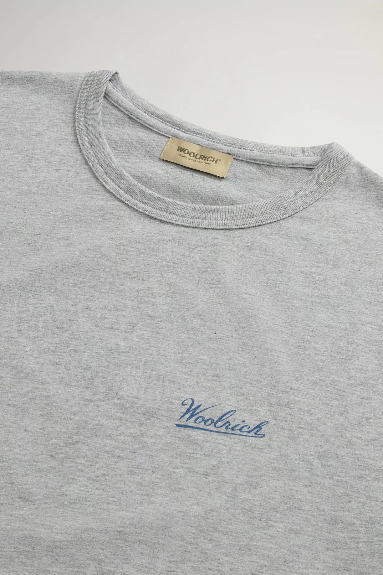 Woolrich Men Pure Cotton T-Shirt with Logo Grey Melange