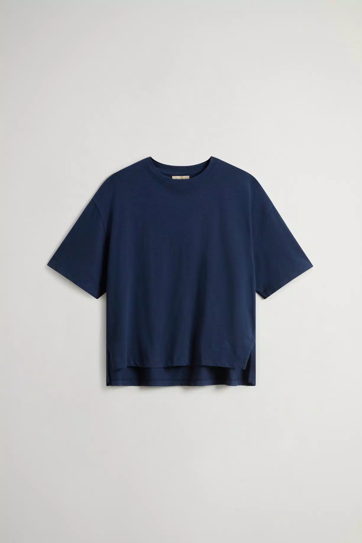 Woolrich Women T-Shirt in Pure Cotton Slub Fabric Dream Blue