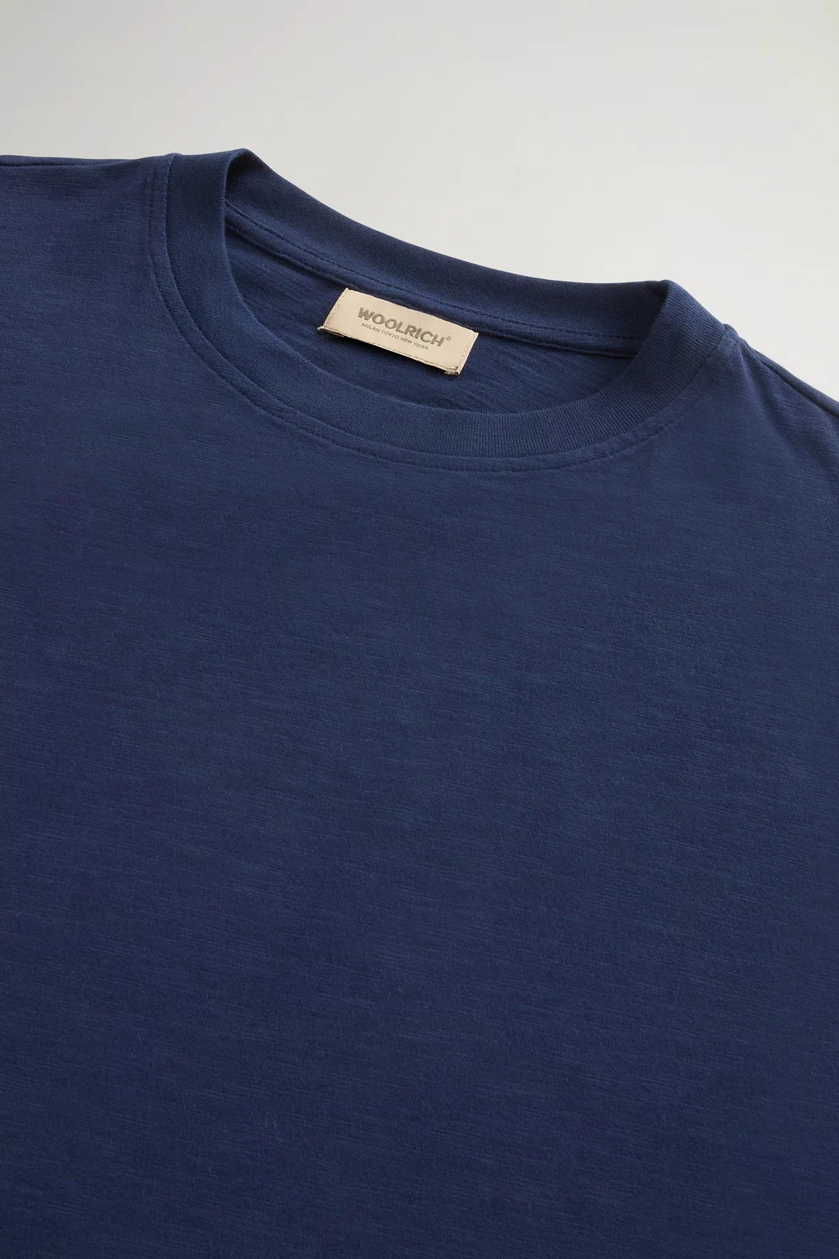 Woolrich Women T-Shirt in Pure Cotton Slub Fabric Dream Blue