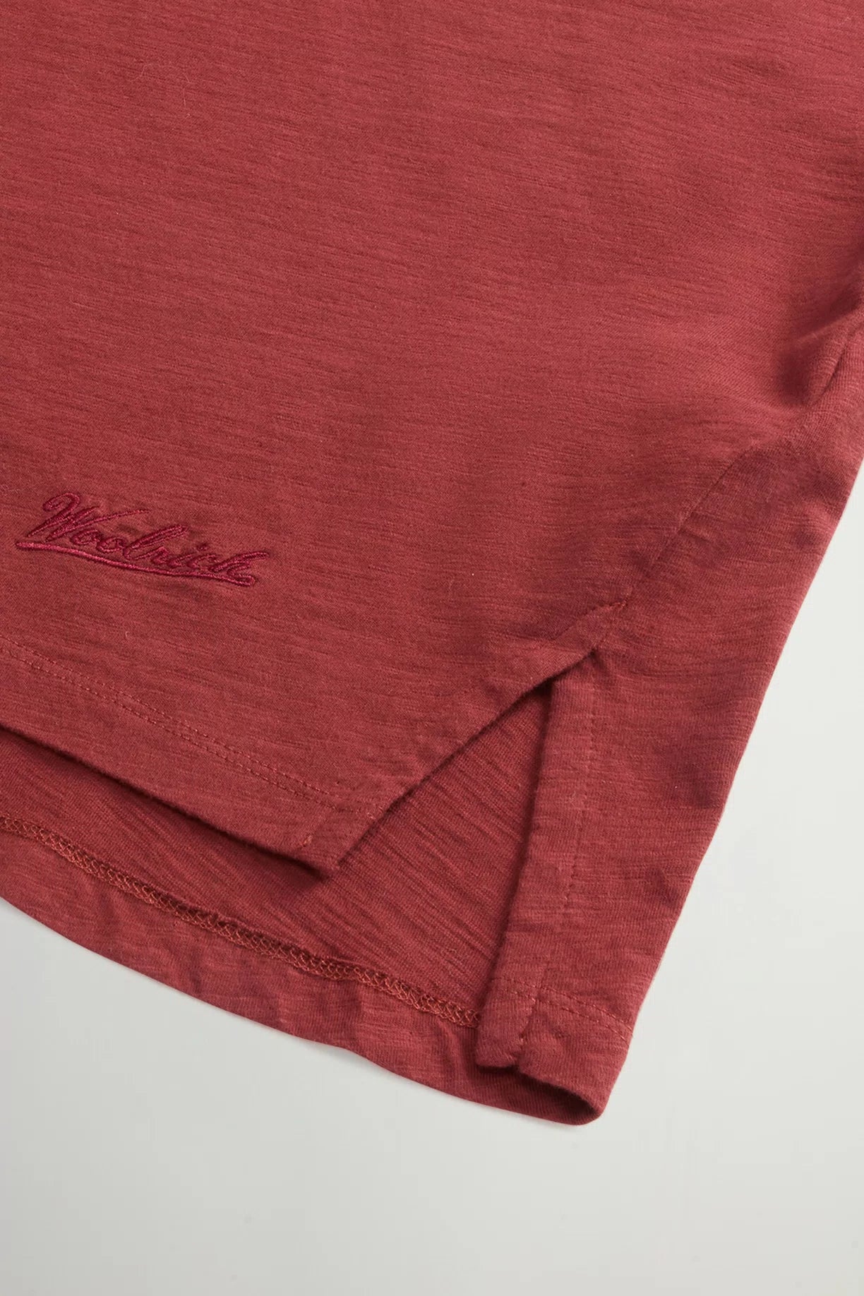 Woolrich Women T-Shirt in Pure Cotton Slub Fabric Madder Brown