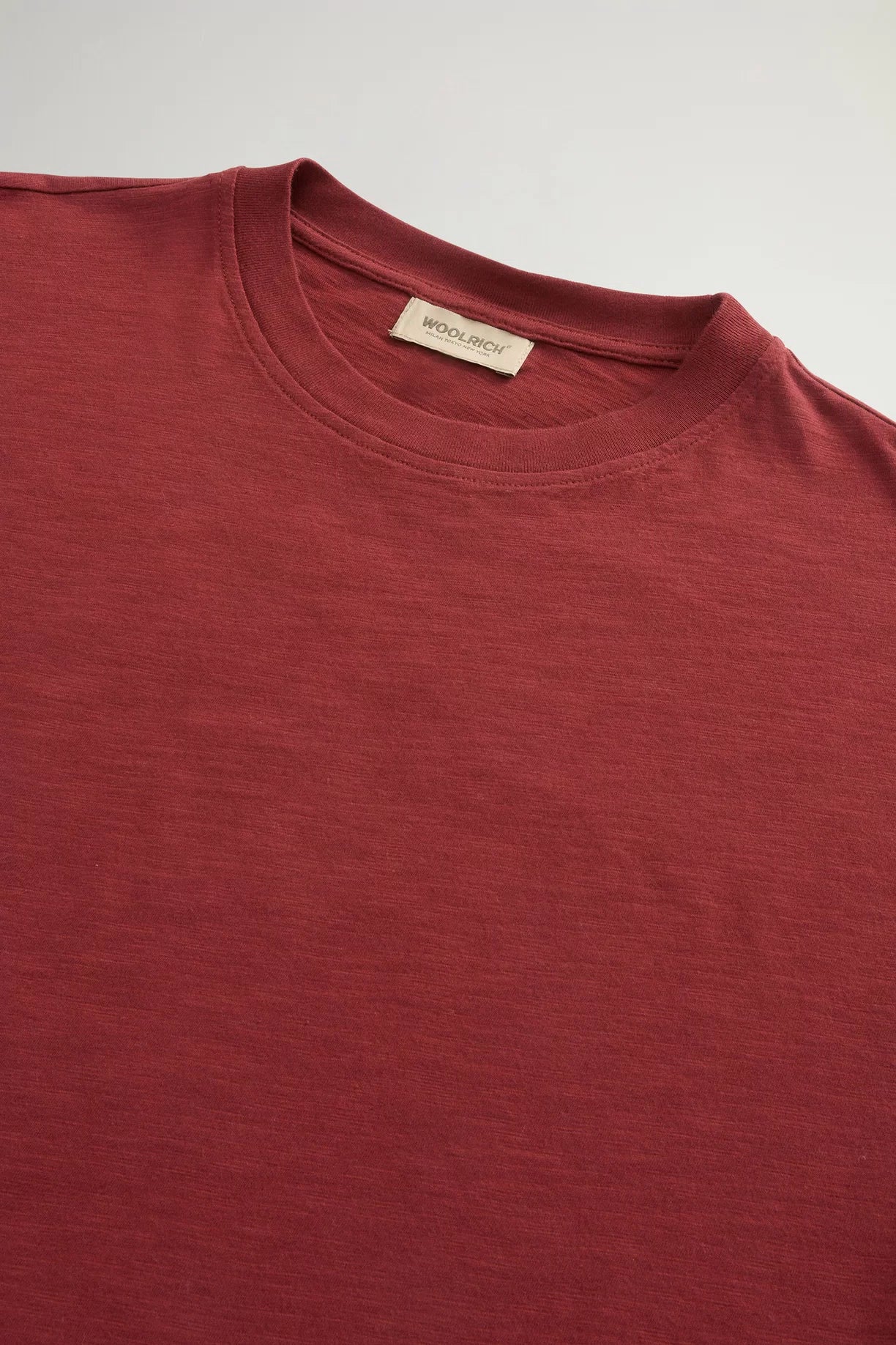 Woolrich Women T-Shirt in Pure Cotton Slub Fabric Madder Brown