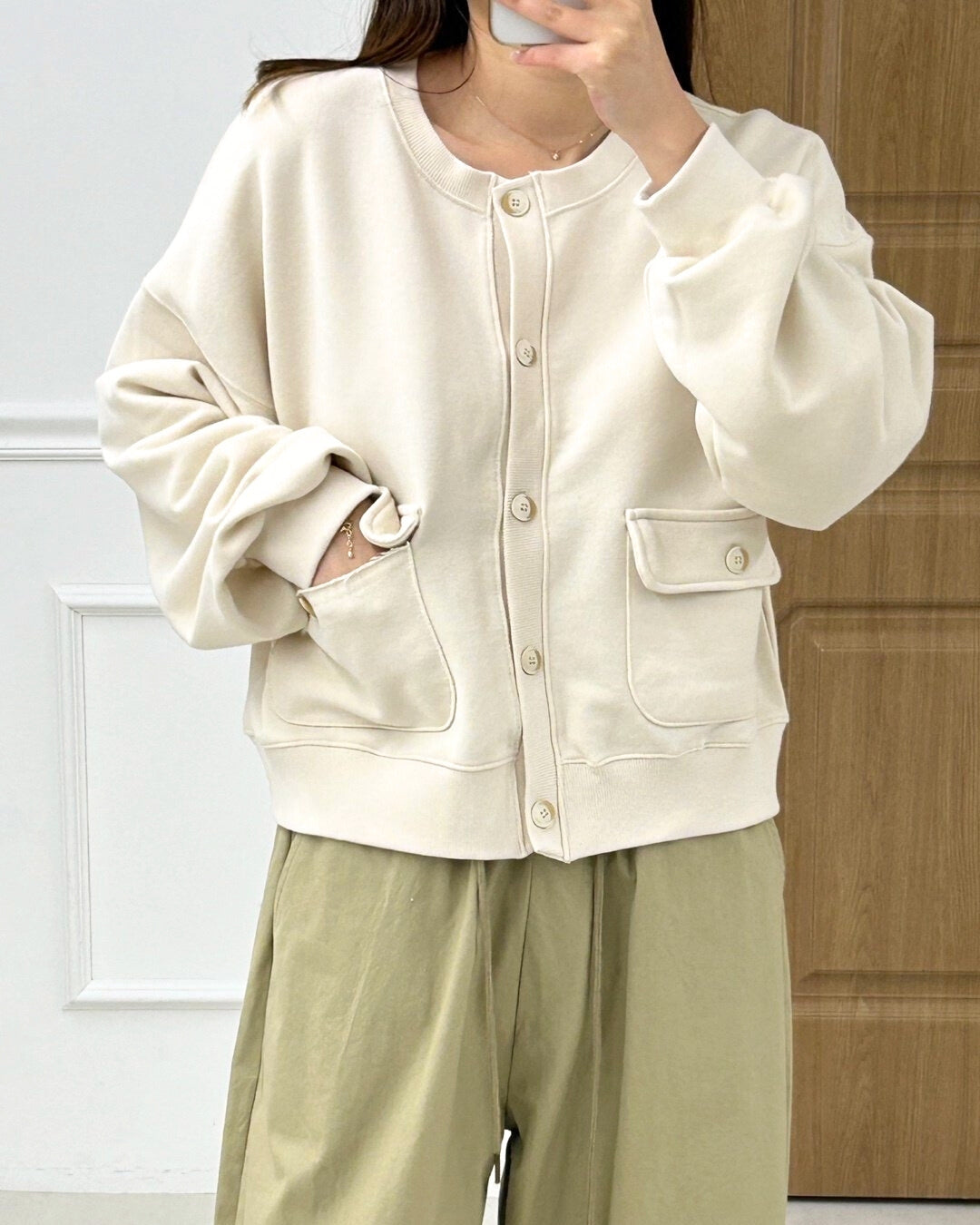 Pocket Detail Button-Up Cardigan