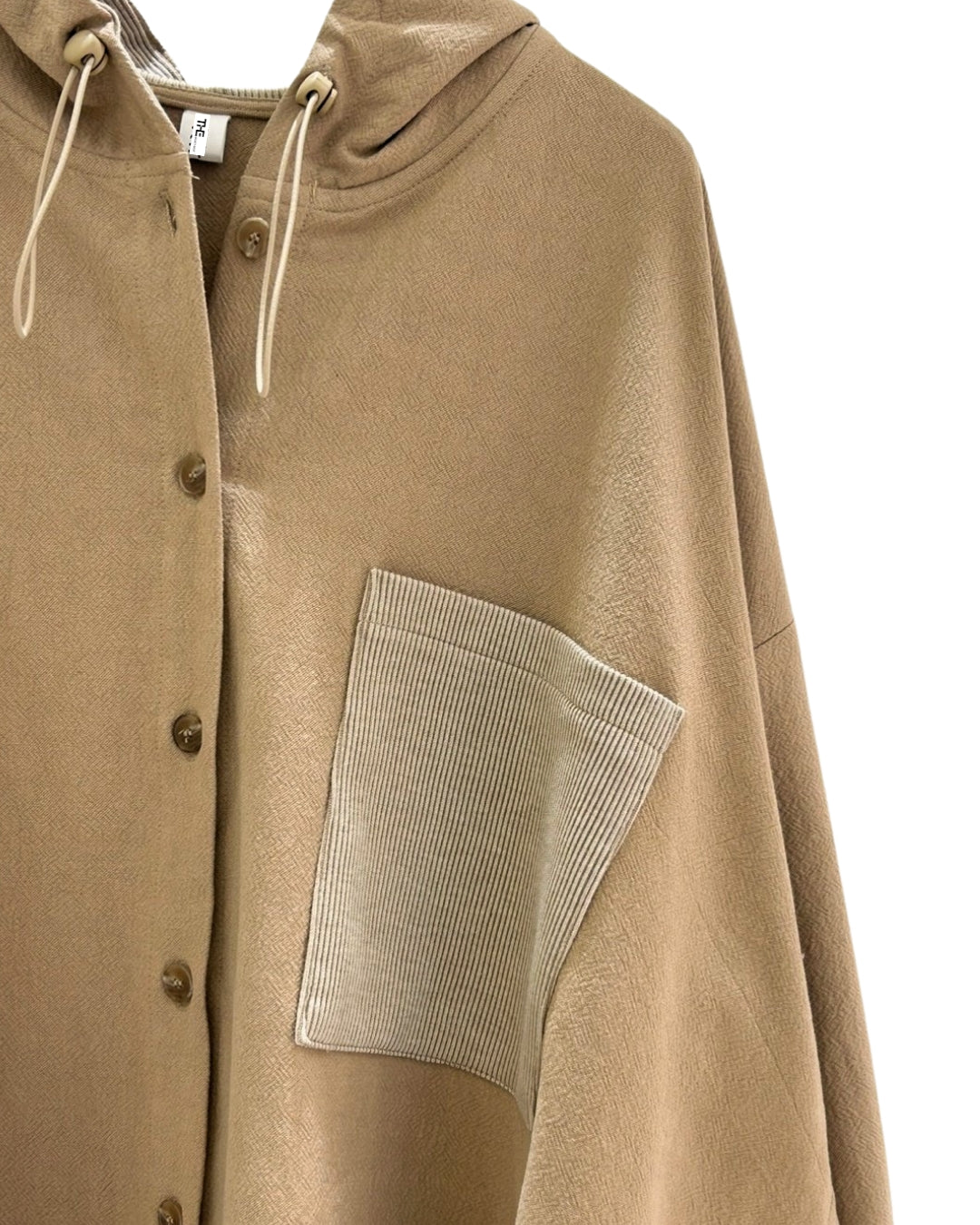 Oversized Hooded Button-Up Shirt
