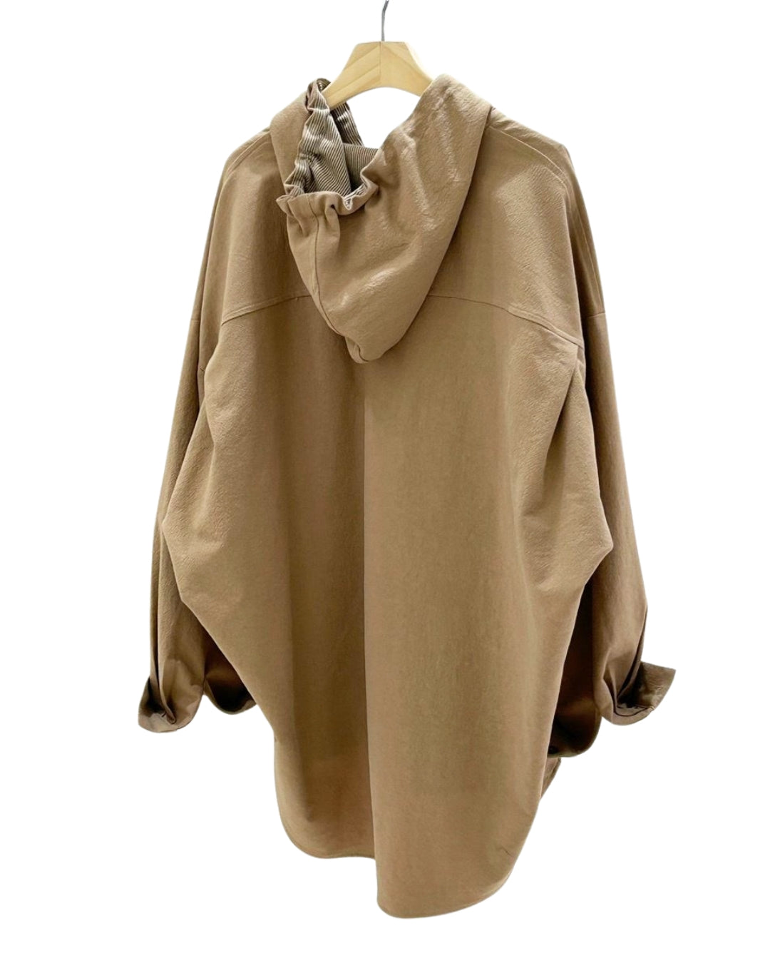 Oversized Hooded Button-Up Shirt