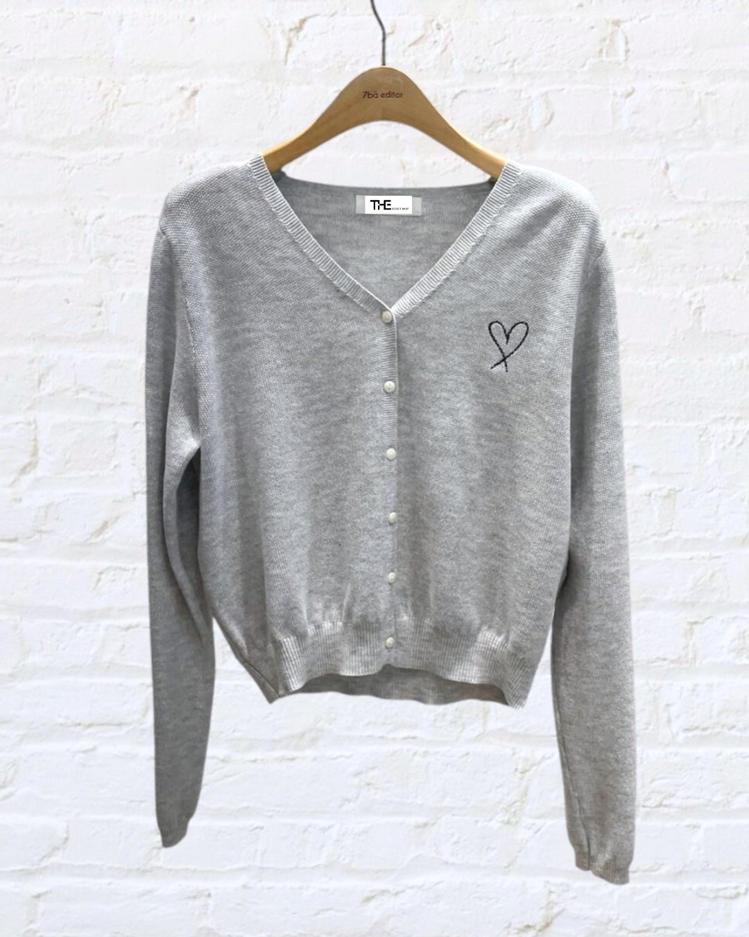 Knit V-Neck Cardigan - Gray