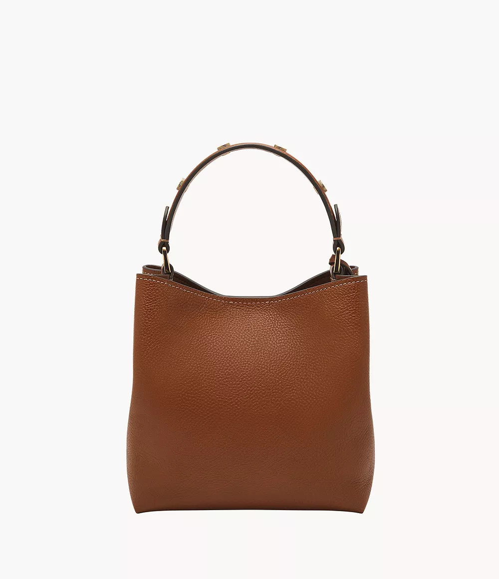 Fossil Women Jessie Leather Small Bucket Crossbody Bag |ZB11002200| Medium Brown