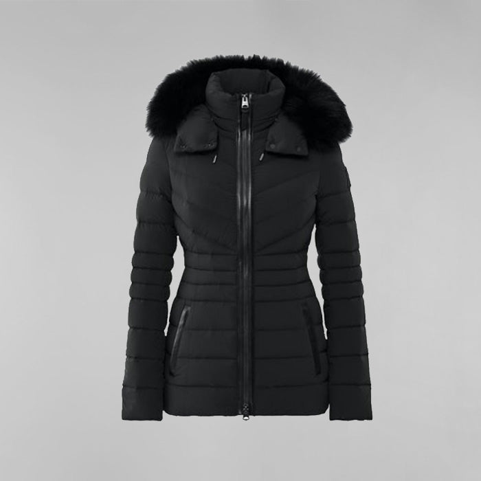 Mackage Women Stretch Light Down Jacket Blue Fox Fur 22FW |PATSY-BX| Black