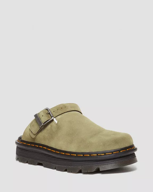 Dr. Martens Zebzag Suede Slingback Platform Mules Muted Olive