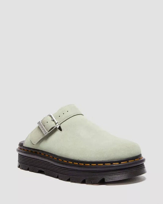 Dr. Martens Zebzag Suede Slingback Platform Mules Sage Green