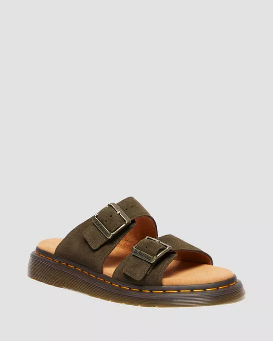 Dr. Martens Josef Suede Slide Sandals Olive