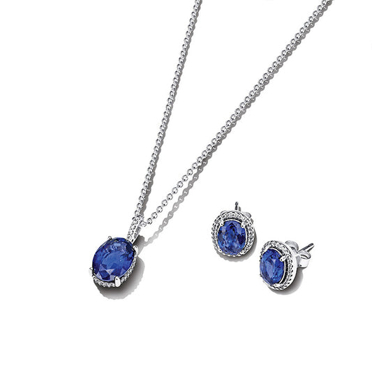 Pandora Sparkling Blue Statement Halo Jewelry Gift Set |B801639-45|