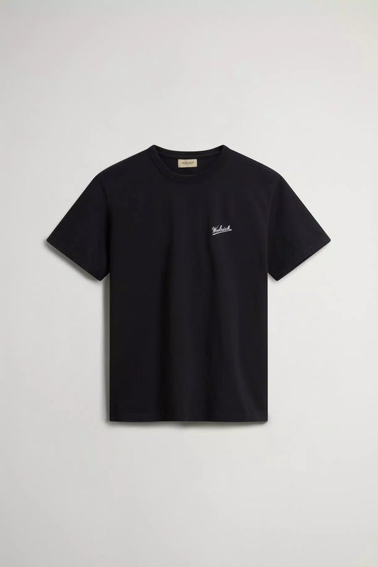 Woolrich Men Pure Cotton T-Shirt with Logo Black