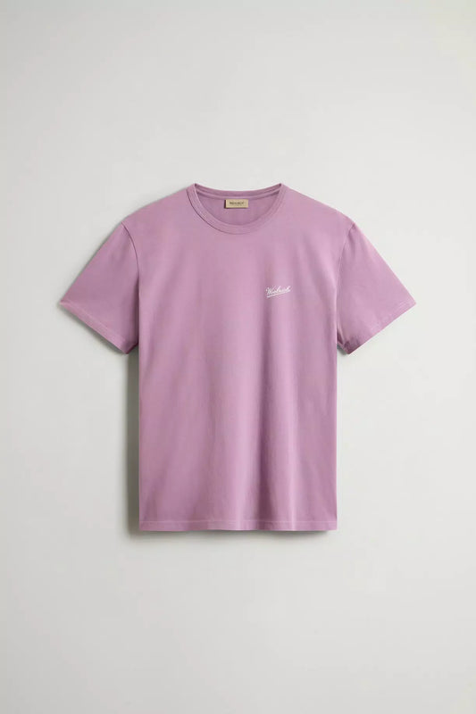 Woolrich Men Pure Cotton T-Shirt with Logo Grapeade