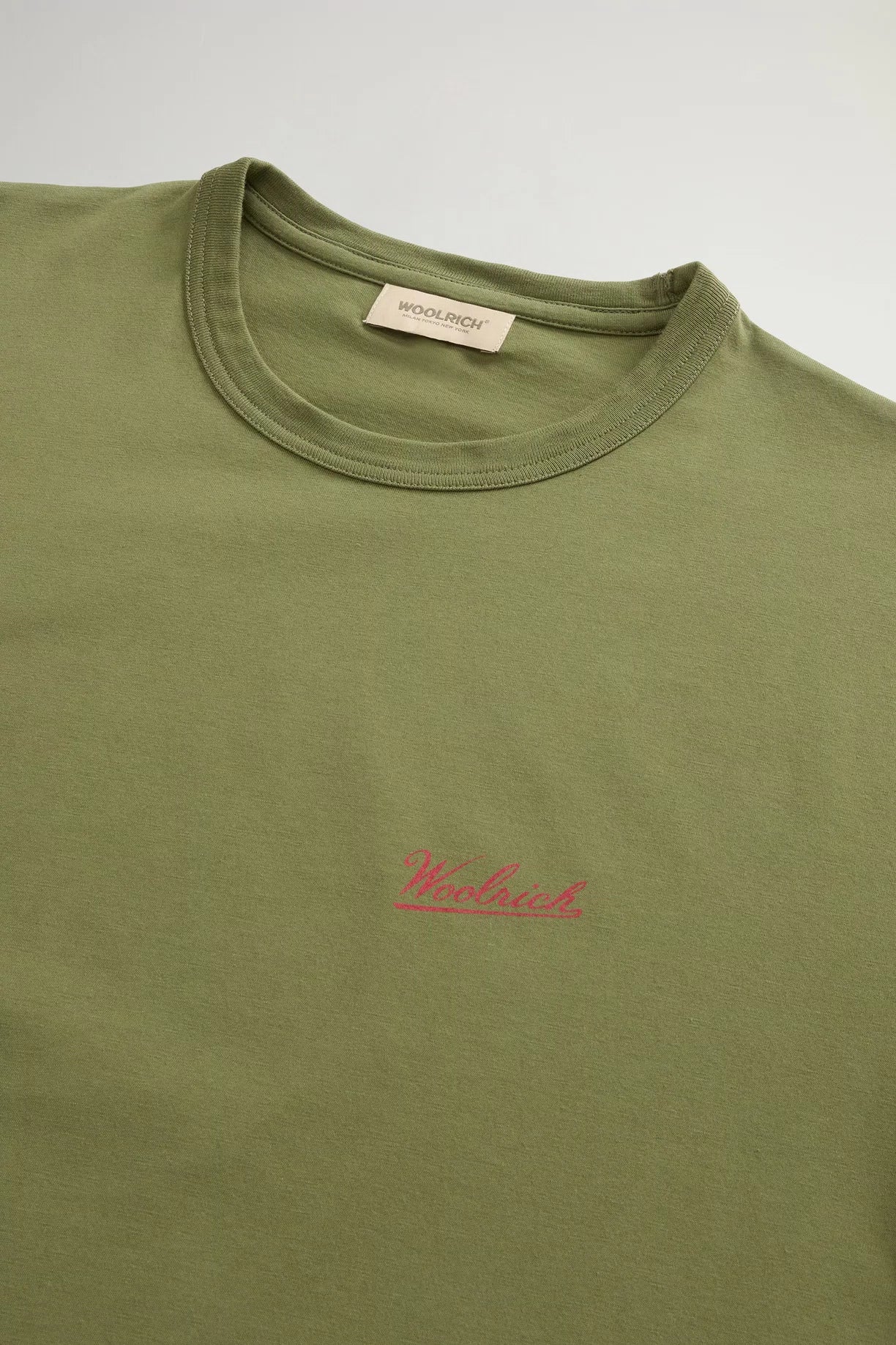 Woolrich Men Pure Cotton T-Shirt with Logo Cypress