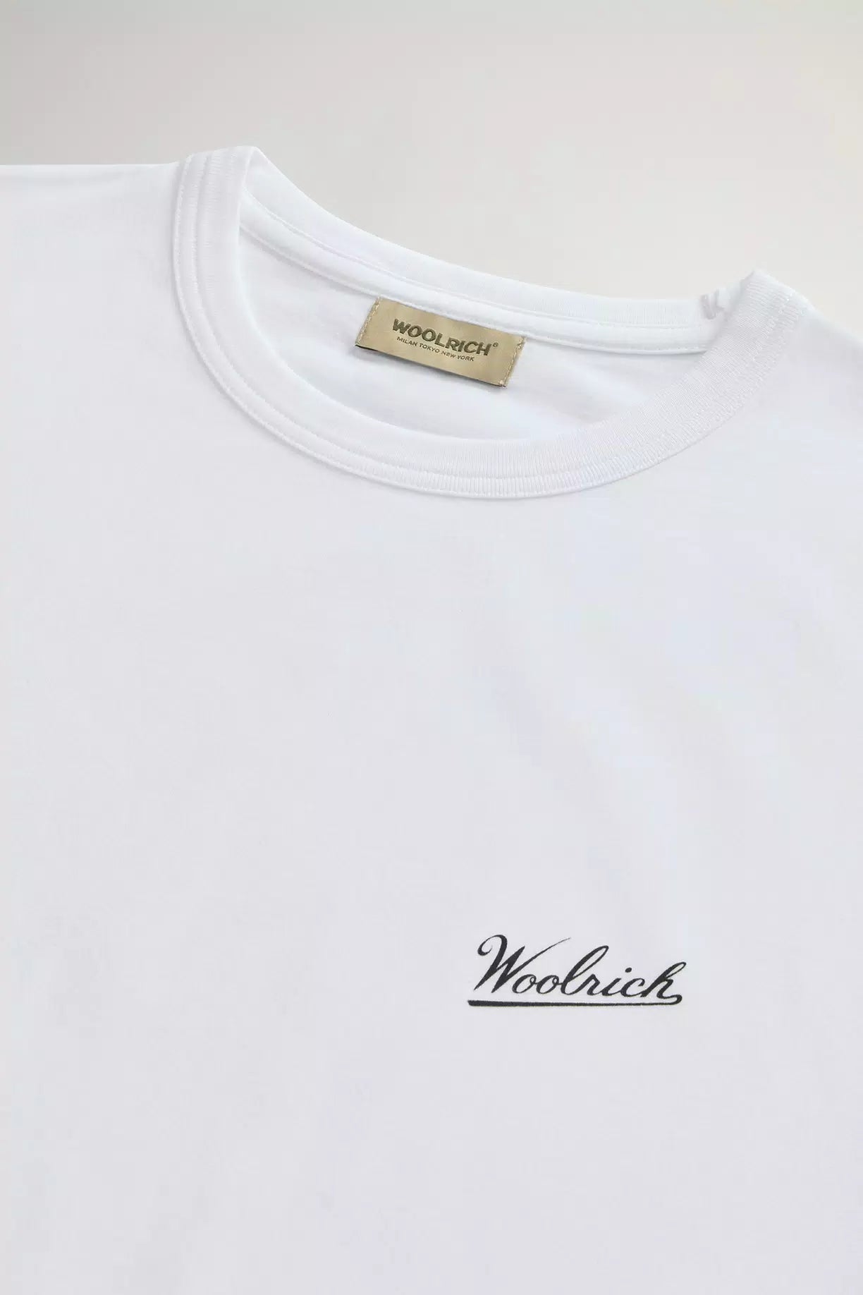 Woolrich Men Pure Cotton T-Shirt with Logo Bright White