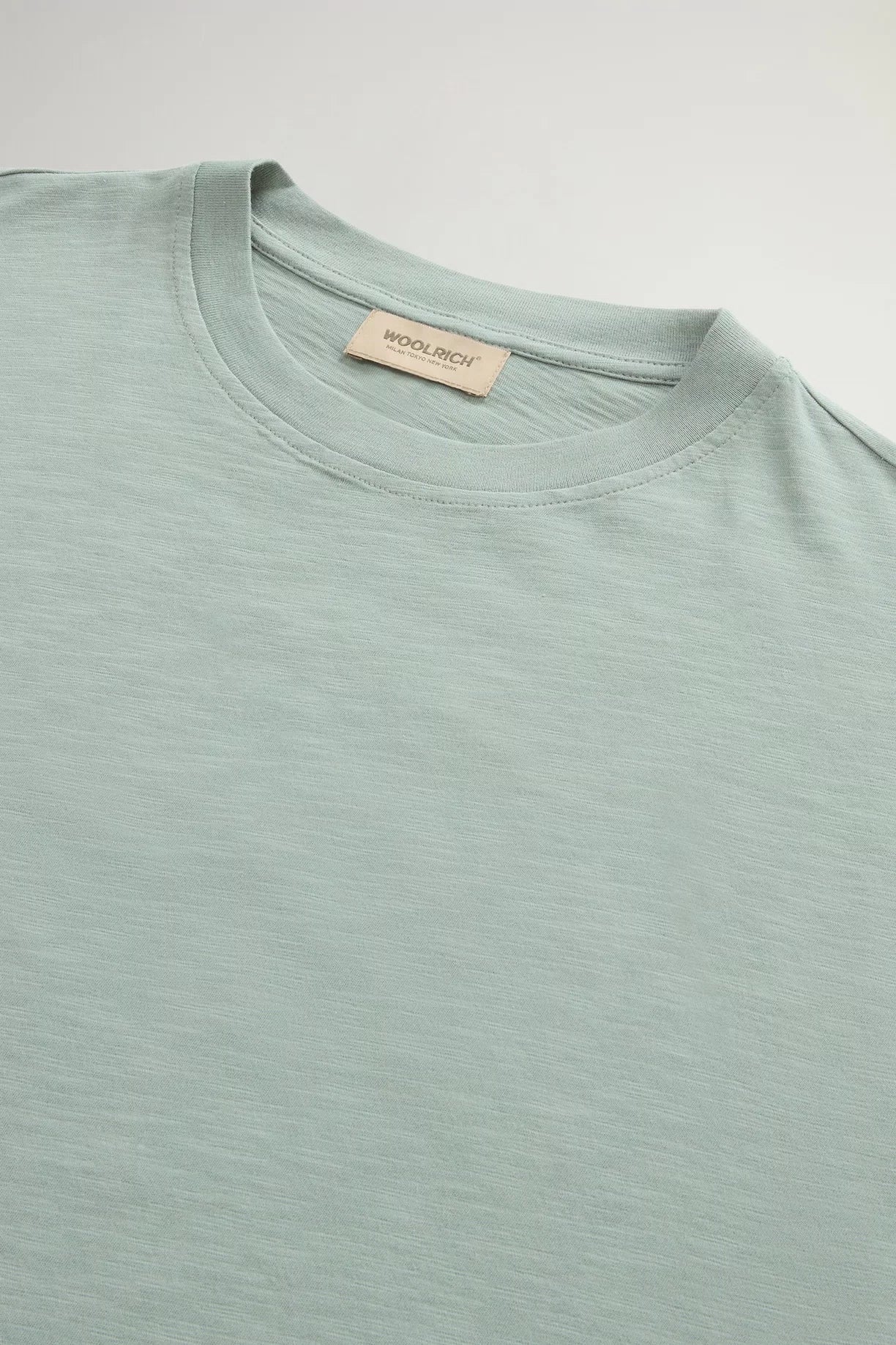 Woolrich Women T-Shirt in Pure Cotton Slub Fabric Chinois Green