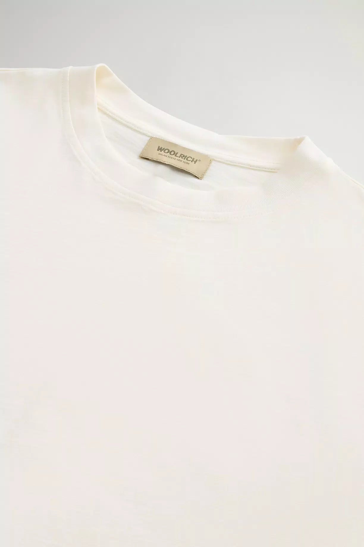 Woolrich Women T-Shirt in Pure Cotton Slub Fabric Jet Stream
