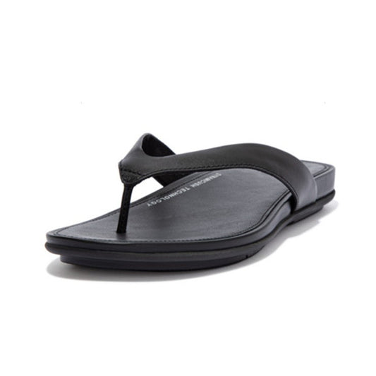 Fitflop Womens Gracie Leather Flip Flops |EO8-090| All Black