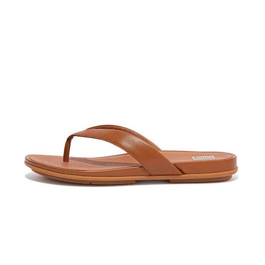 Fitflop Womens Gracie Leather Flip Flops |EO8-592| Light Tan