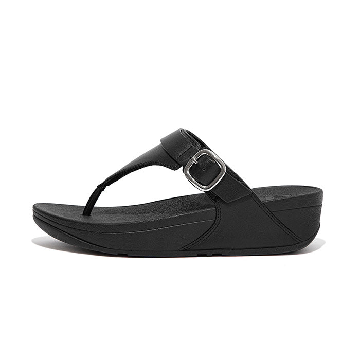 Fitflop Womens Lulu Adjustable Leather Toe Post Sandals |ES8-090| All Black