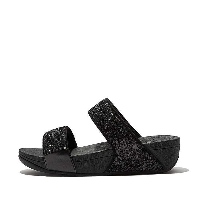 Fitflop Women Lulu Glitter Slides |ET3-339| Black Glitter