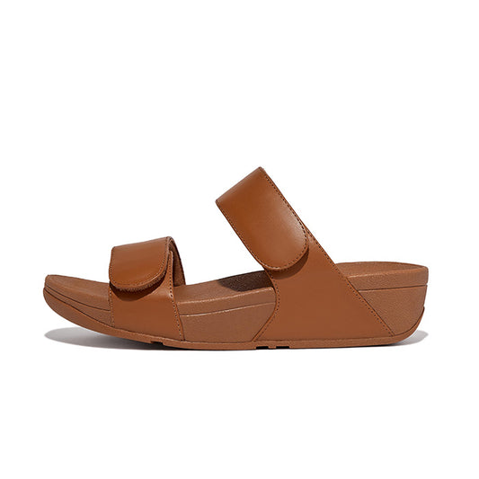 Fitflop Women Lulu Adjustable Leather Slides |FV6-592| Light Tan