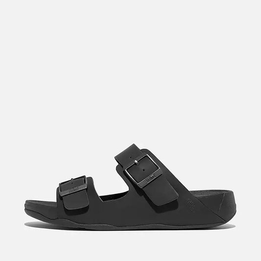 Fitflop Men Gogh Moc Mens Buckle Leather Slides |GD2-001| Black