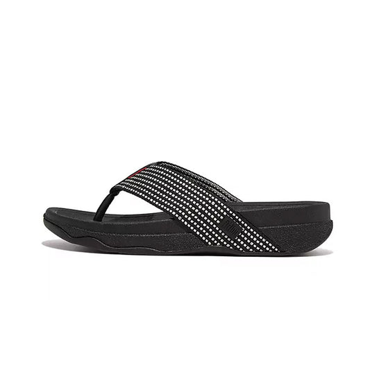 Fitflop Men SURFER WEAVE-STRIPE TOE-POST SANDALS |GF1-231| Black Mix