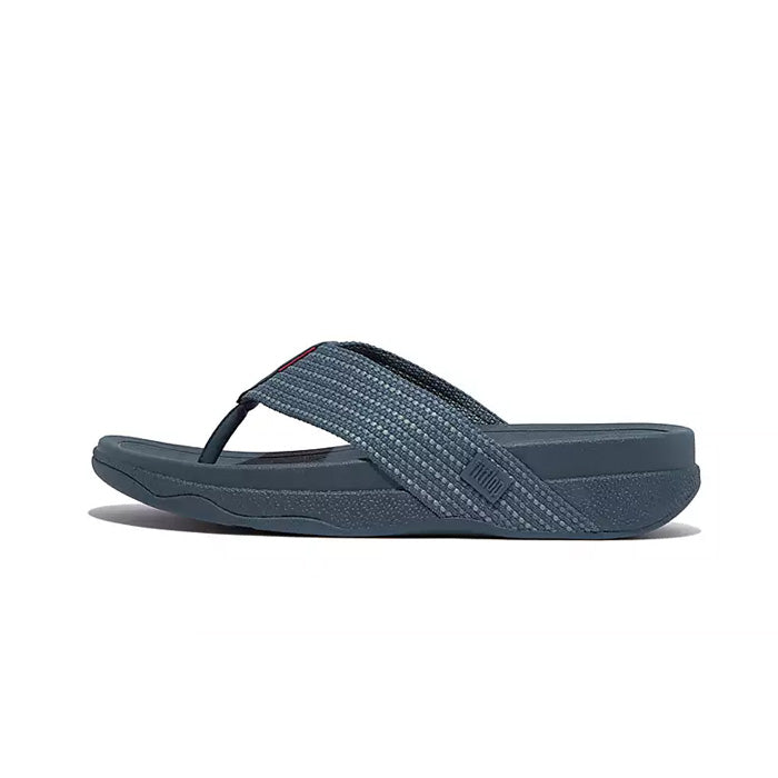 Fitflop Men SURFER WEAVE-STRIPE TOE-POST SANDALS |GF1-A84| Teal Blue Mix