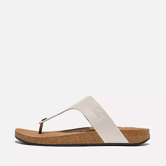 Fitflop Men Iqushion Leather Toe-Post Sandals |GZ6-A93| Clay Grey