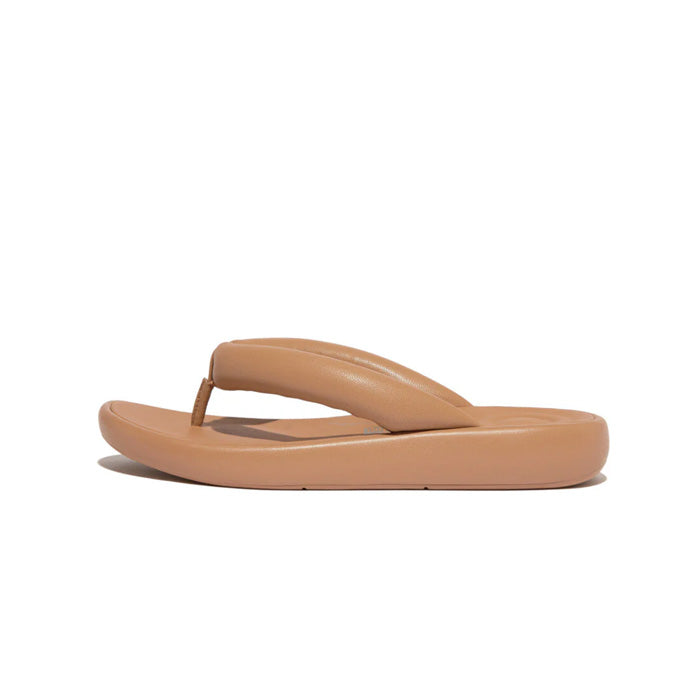 Fitflop Women Iqushion D-Luxe Padded Leather Flip-Flops |HF5-A21| Latte Tan