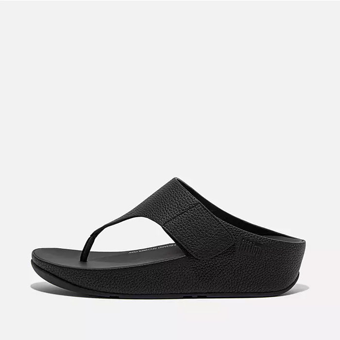 Fitflop Women Shuv Adjustable Tumbled-Leather Toe-Post Sandals |HM4-001| Black