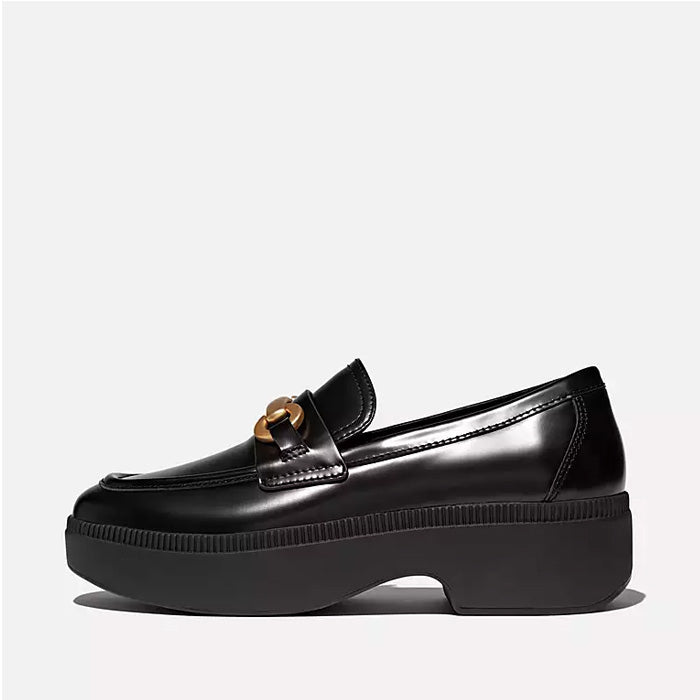 Fitflop Women F-Luma Chunky-Snaffle Box-Leather D Wedge Loafers |HY3-001| Black