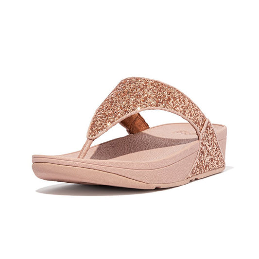 Fitflop Women Lulu Glitter Toe Post Sandals |X03-323| Rose Gold