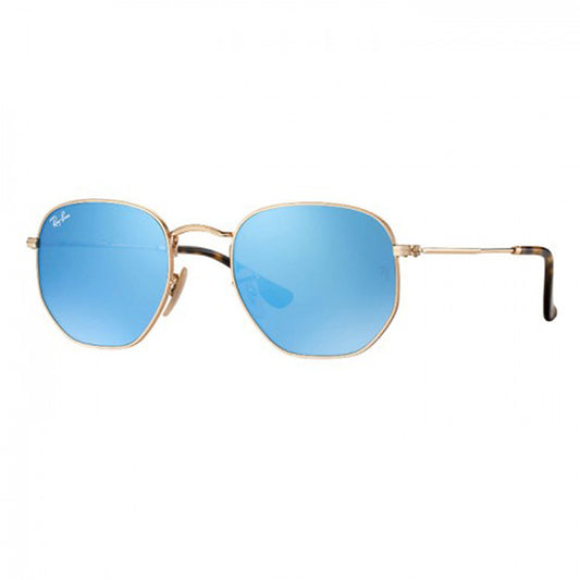 Ray Ban Hexagonal Flat Lenses Gold Light Blue Gradient Flash |RB3548N-001-90-51| 8053672611724